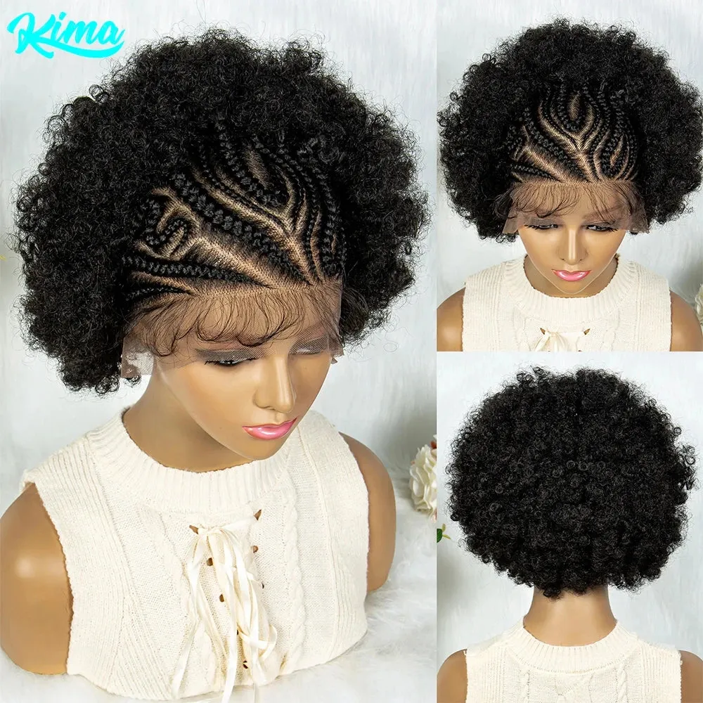 13x6 Lace Front Braided Wigs Africa Wig Synthetic Lace Front Wig With Baby Hair For Black Women Wig Kinky Curly Hair Wigs