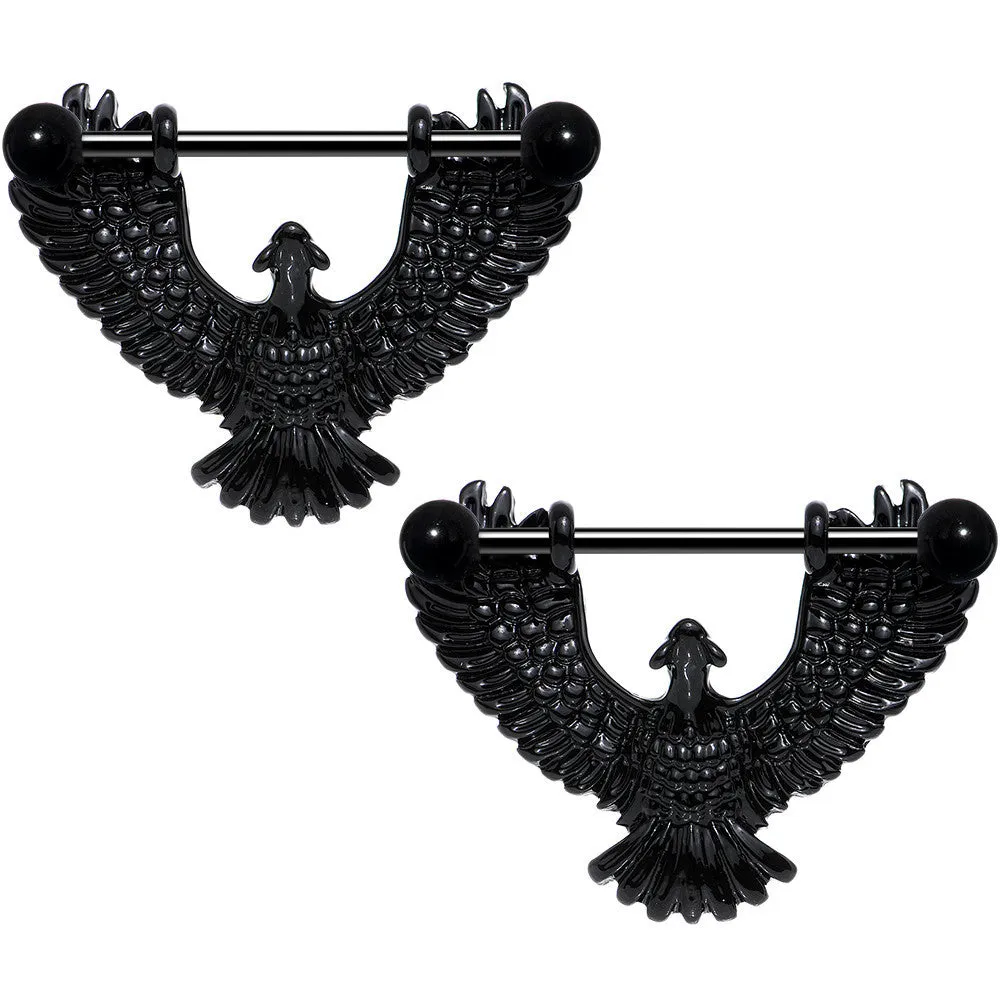 14 Gauge 1 1/16 Black Birdseye View Soaring Eagle Nipple Shield Set
