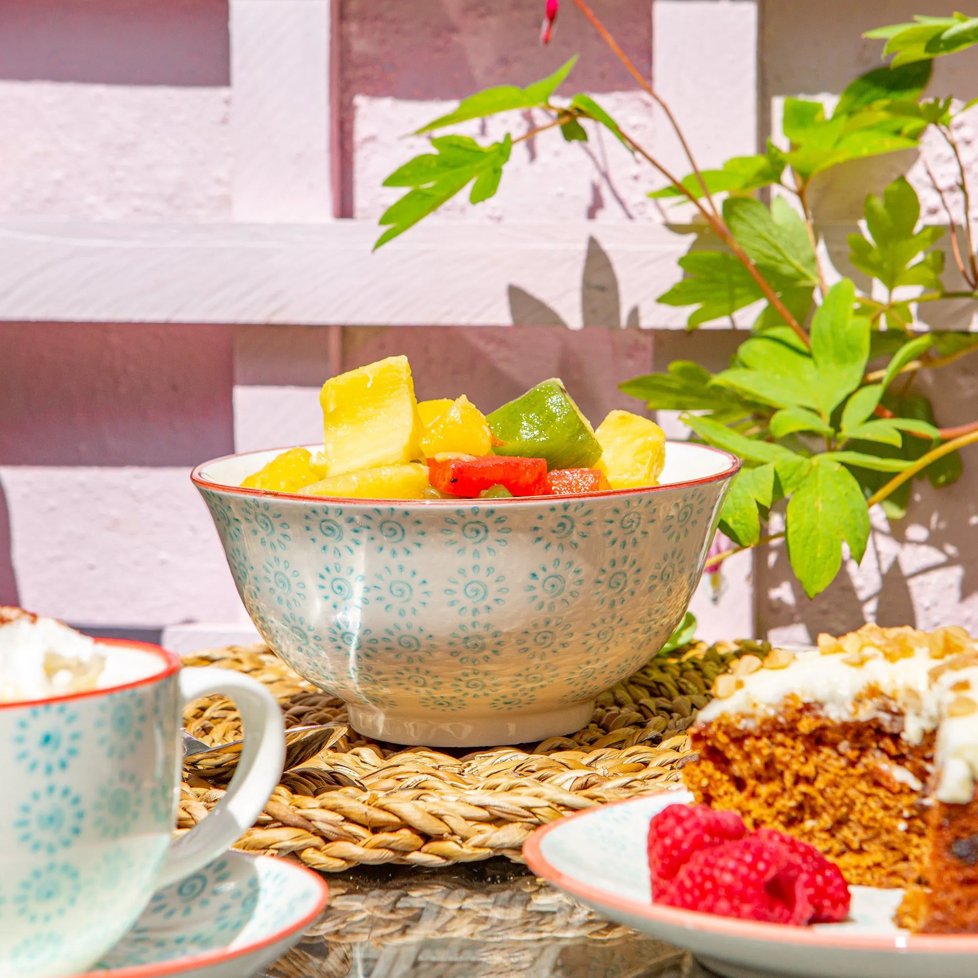 16cm Hand Printed Stoneware Cereal Bowl - By Nicola Spring