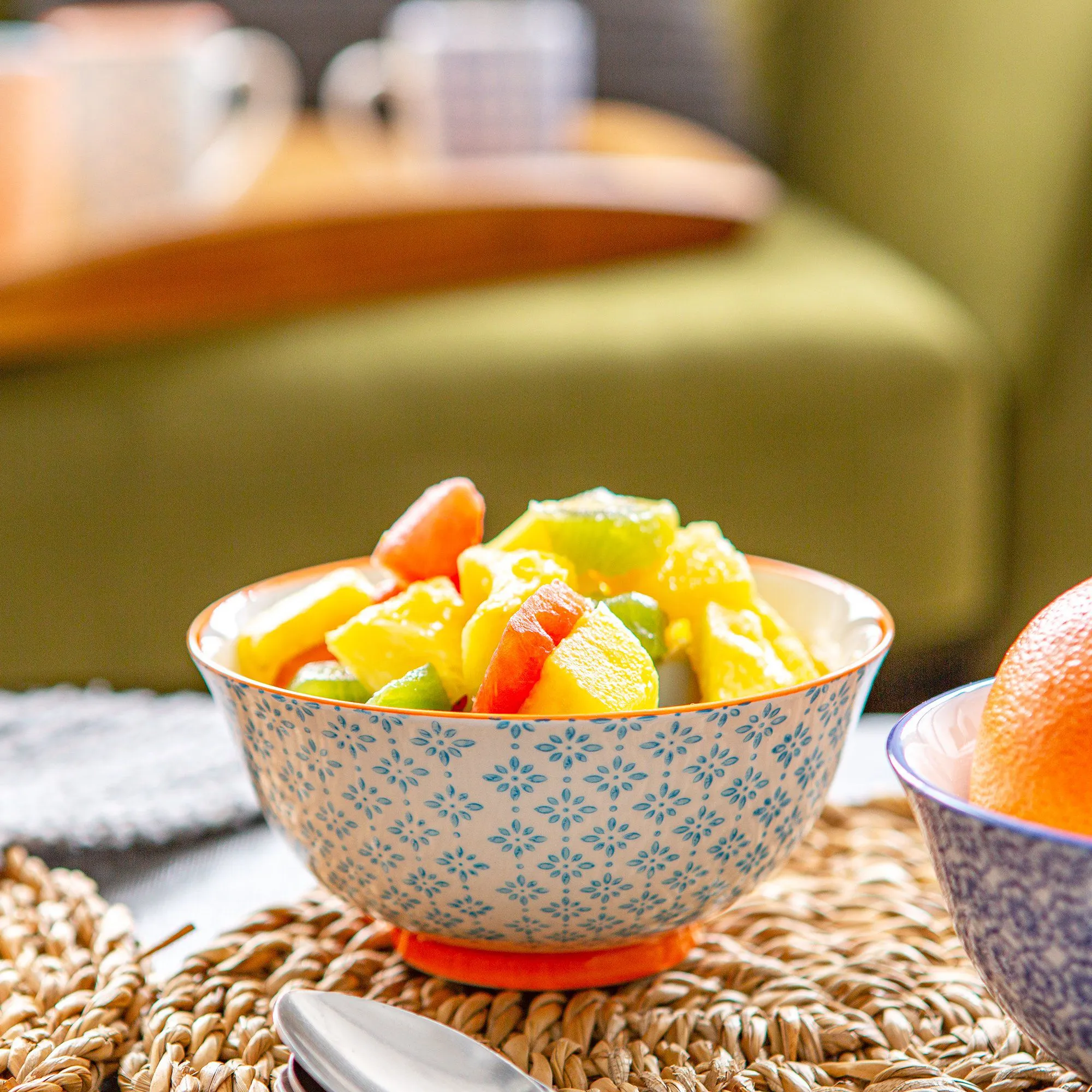16cm Hand Printed Stoneware Cereal Bowl - By Nicola Spring