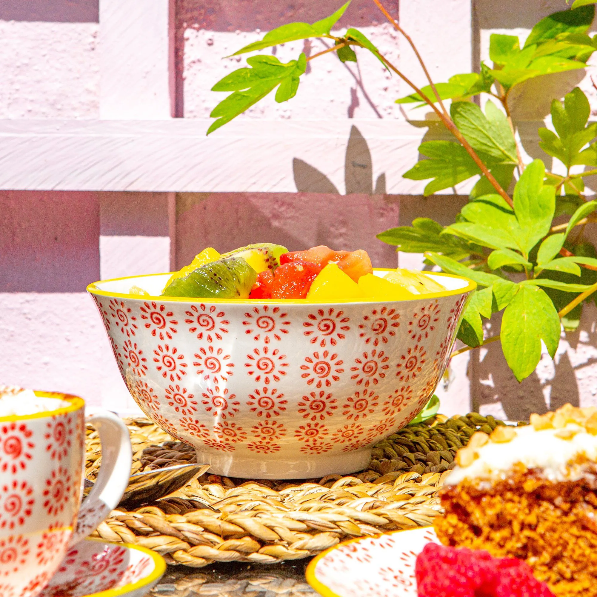 16cm Hand Printed Stoneware Cereal Bowl - By Nicola Spring