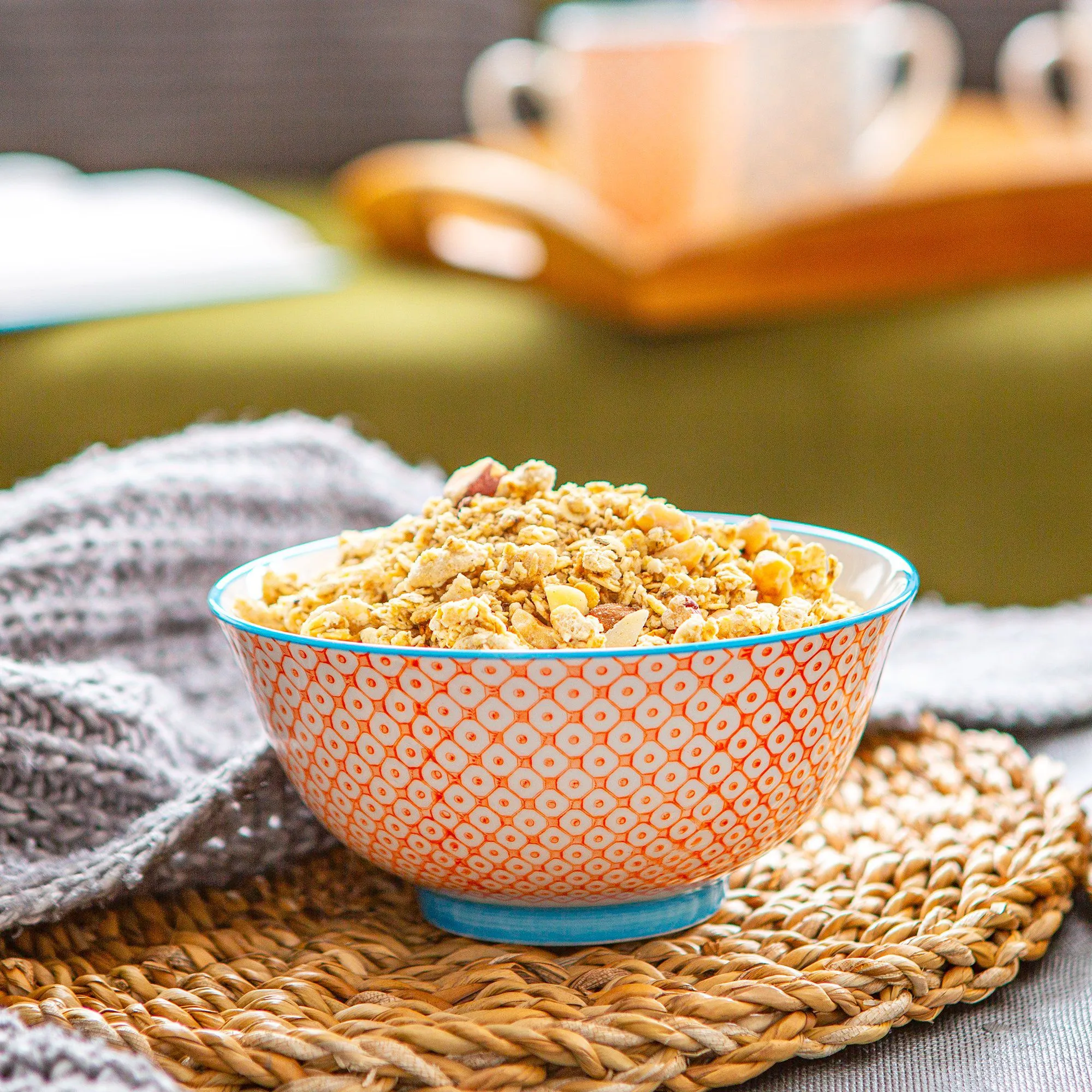 16cm Hand Printed Stoneware Cereal Bowl - By Nicola Spring