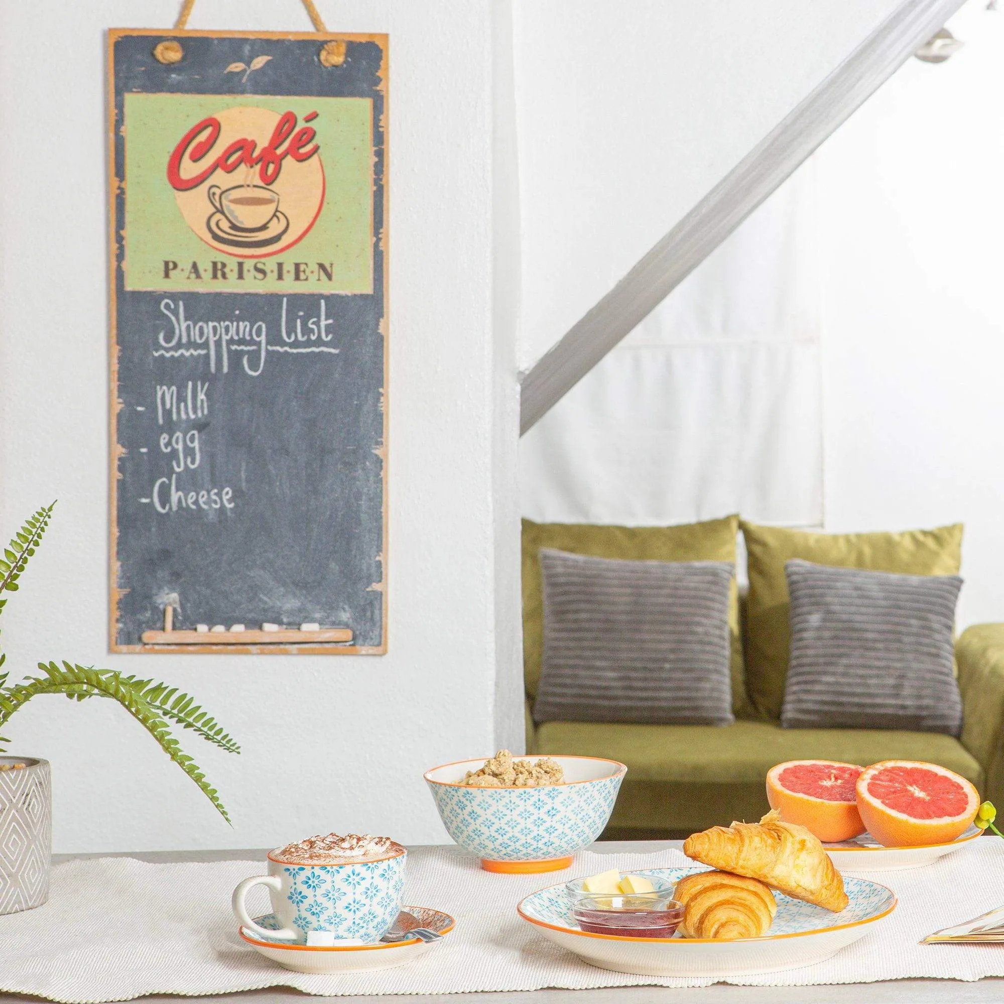 16cm Hand Printed Stoneware Cereal Bowl - By Nicola Spring