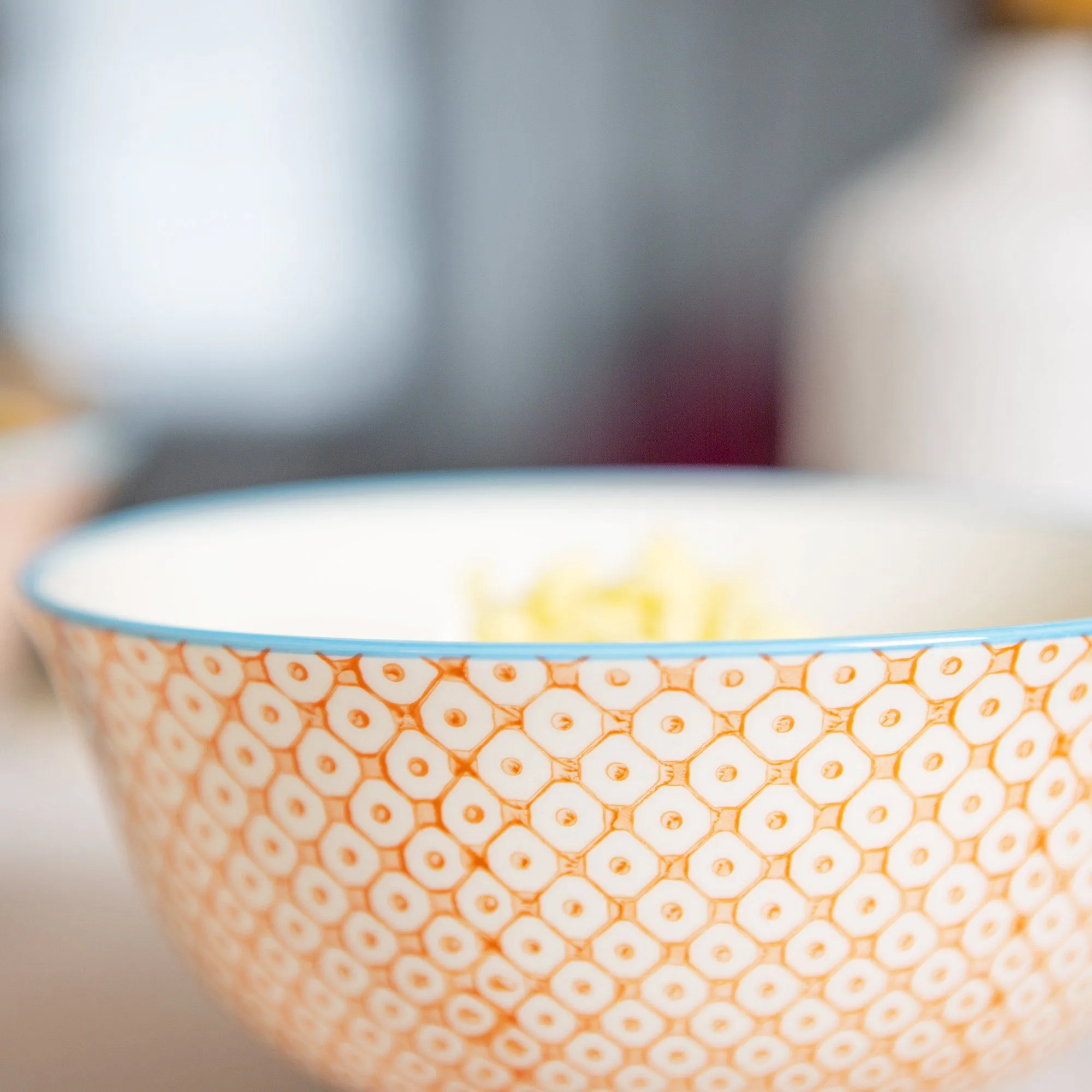 16cm Hand Printed Stoneware Cereal Bowl - By Nicola Spring