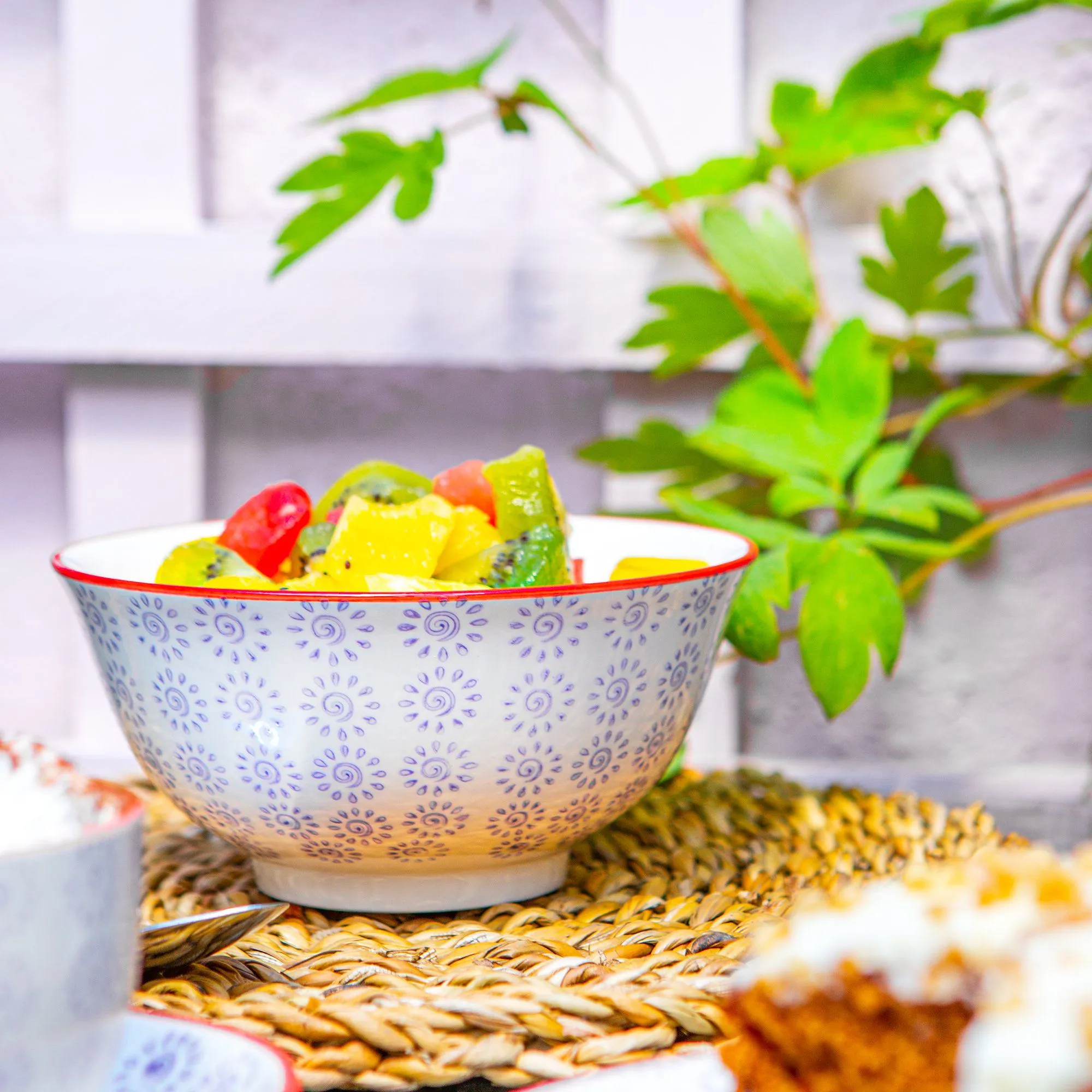 16cm Hand Printed Stoneware Cereal Bowl - By Nicola Spring