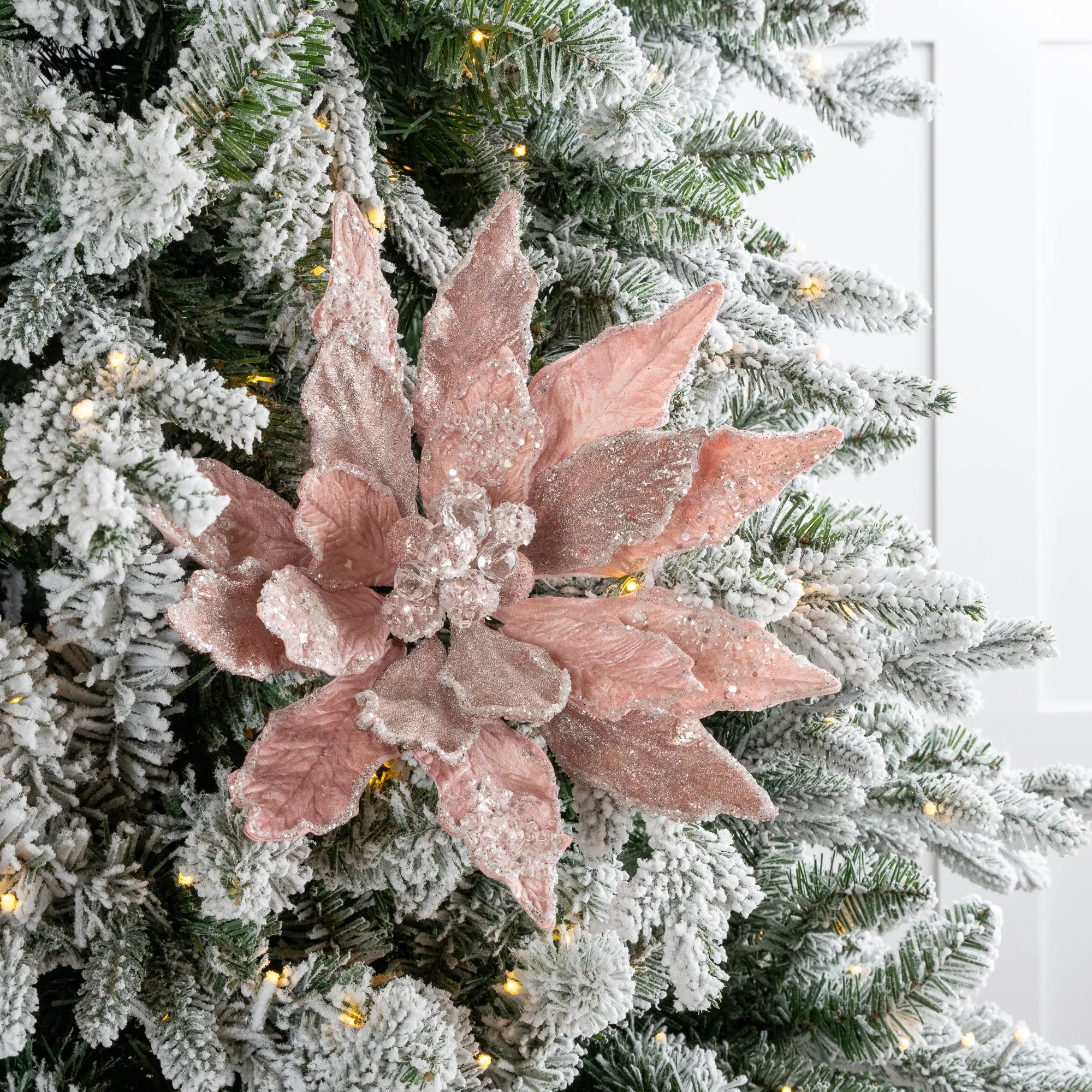 18" Poinsettia Stem Set Of 2