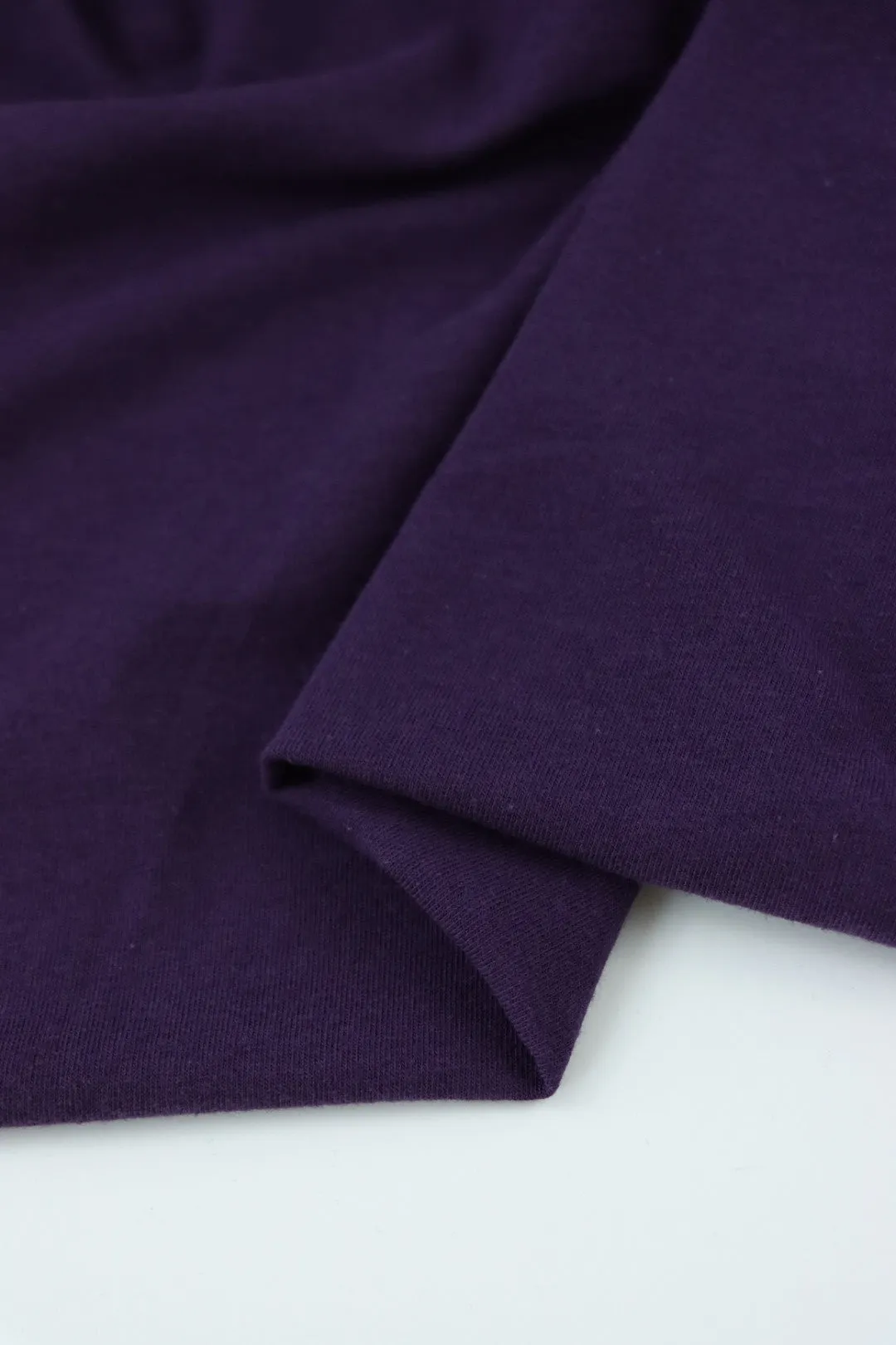 1YD 30IN REMNANT; Dark Plum Lightweight Cotton Spandex Jersey