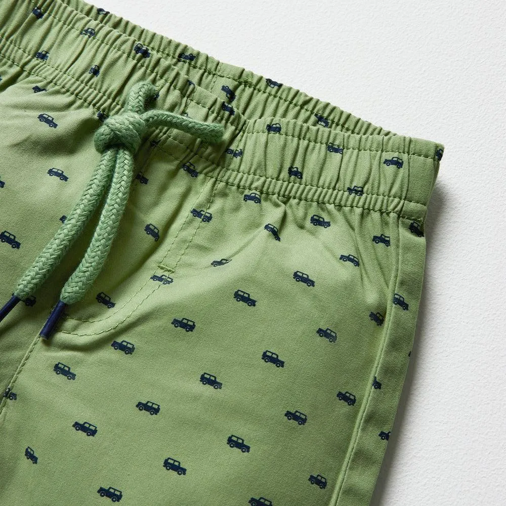 2 Pack Cars Shorts Green & Natural