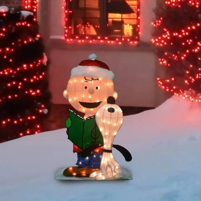 2D Lighted Charlie Brown & Snoopy Sculpture