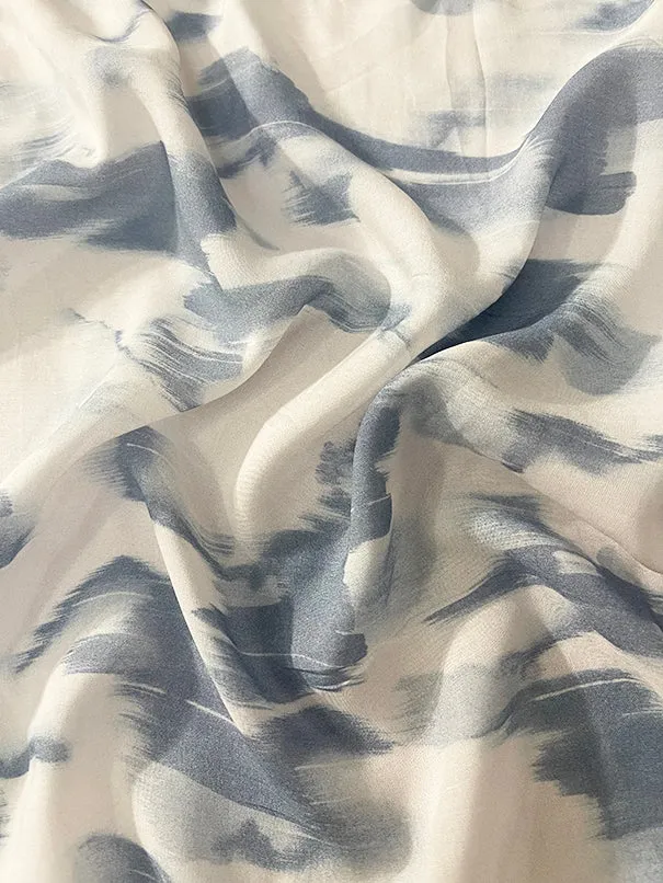 3 1/2 YD PC-Blue and White Cloud Print Batiste Fabric