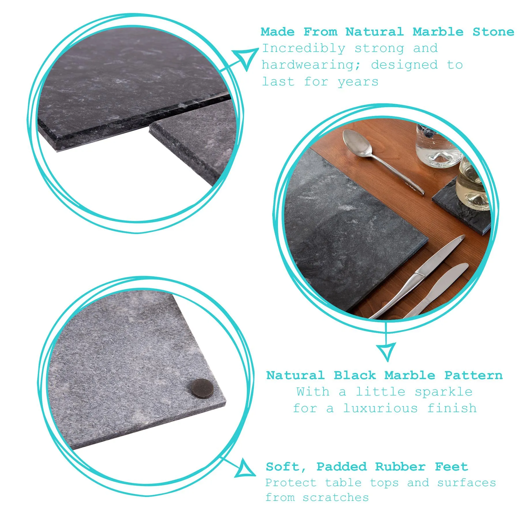 30cm x 20cm Rectangle Marble Placemats - Pack of Six - By Argon Tableware