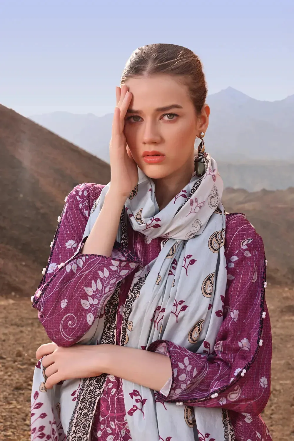 3PC Printed Unstitched Lawn Suit KLA-2392