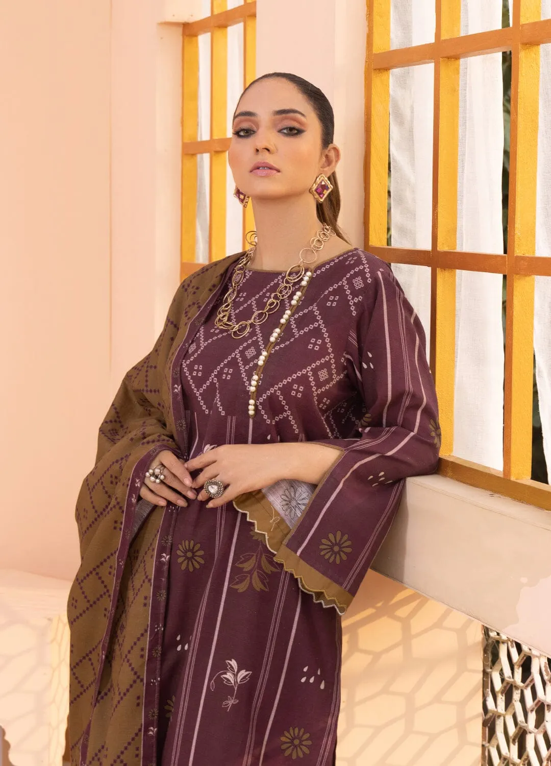 3PC Unstitched Khaddar Suit KKH-2336