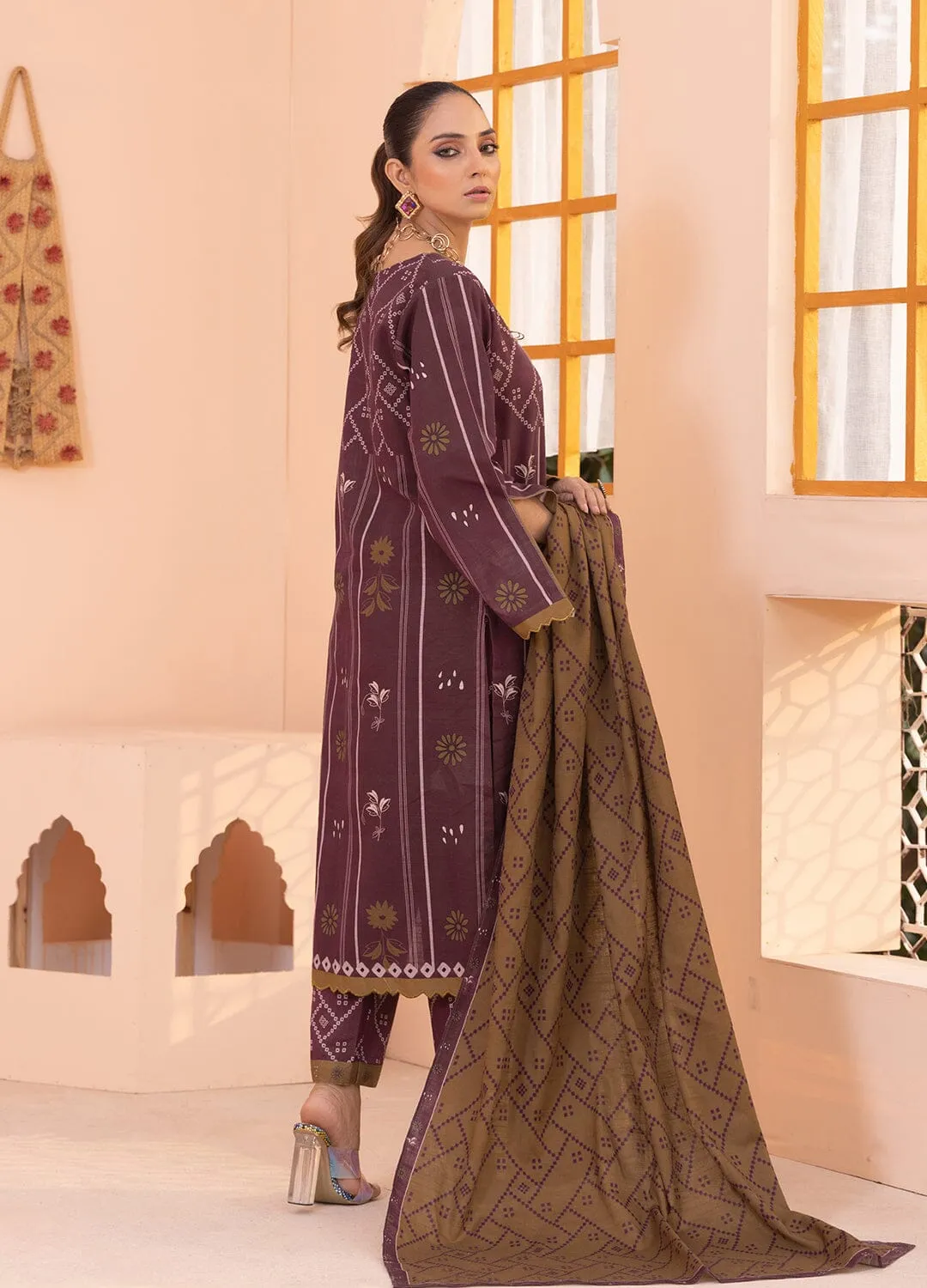 3PC Unstitched Khaddar Suit KKH-2336