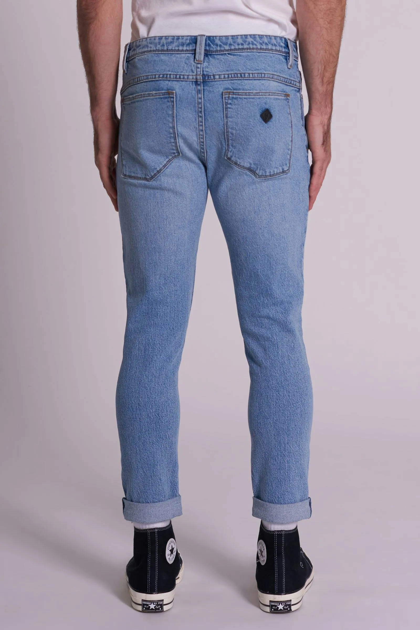 Abrand Mens Drop Skinny Bias Jean Mid Vintage Indigo