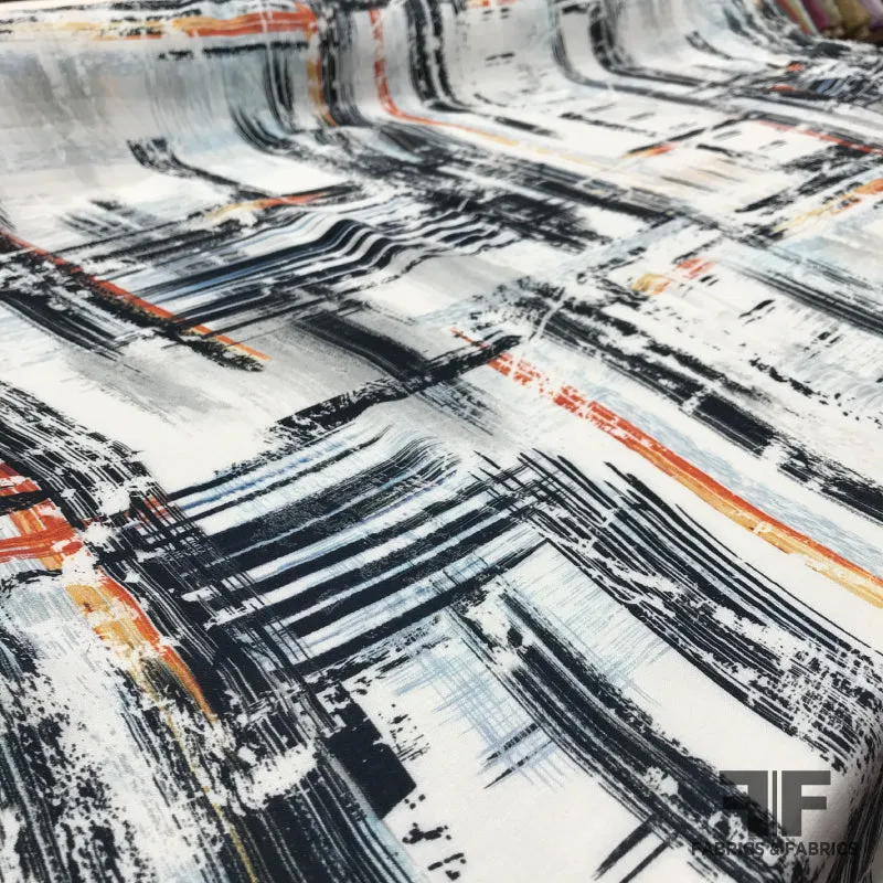 Abstract Painterly Printed Lightweight Rayon Crepe - Multicolor
