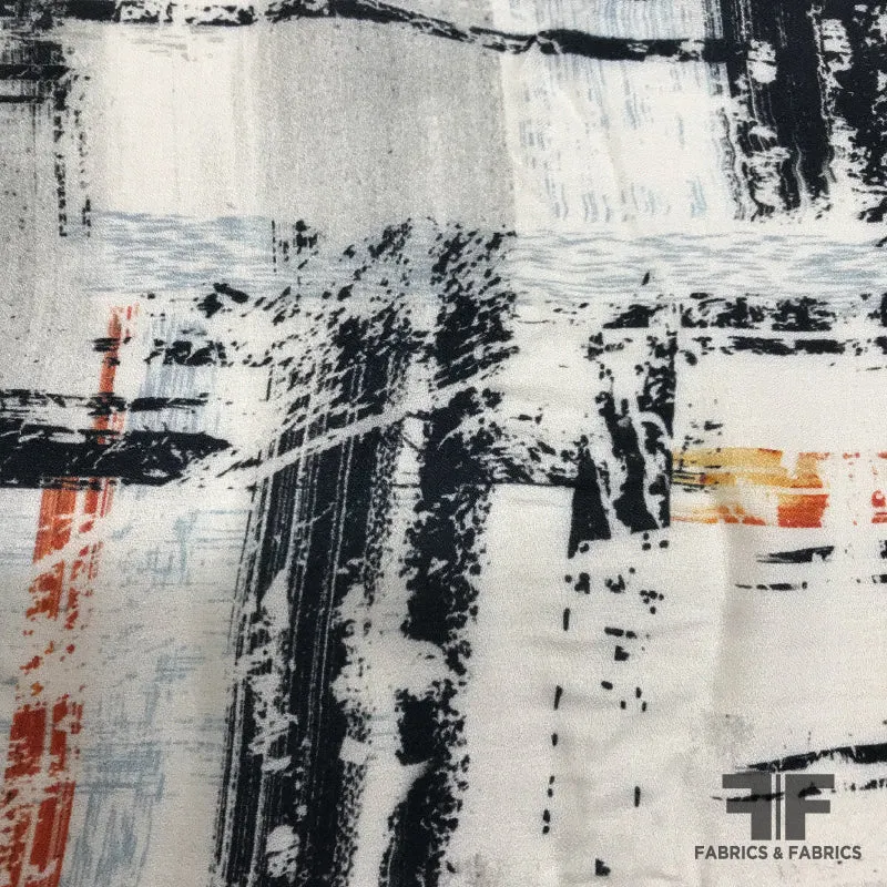 Abstract Painterly Printed Lightweight Rayon Crepe - Multicolor