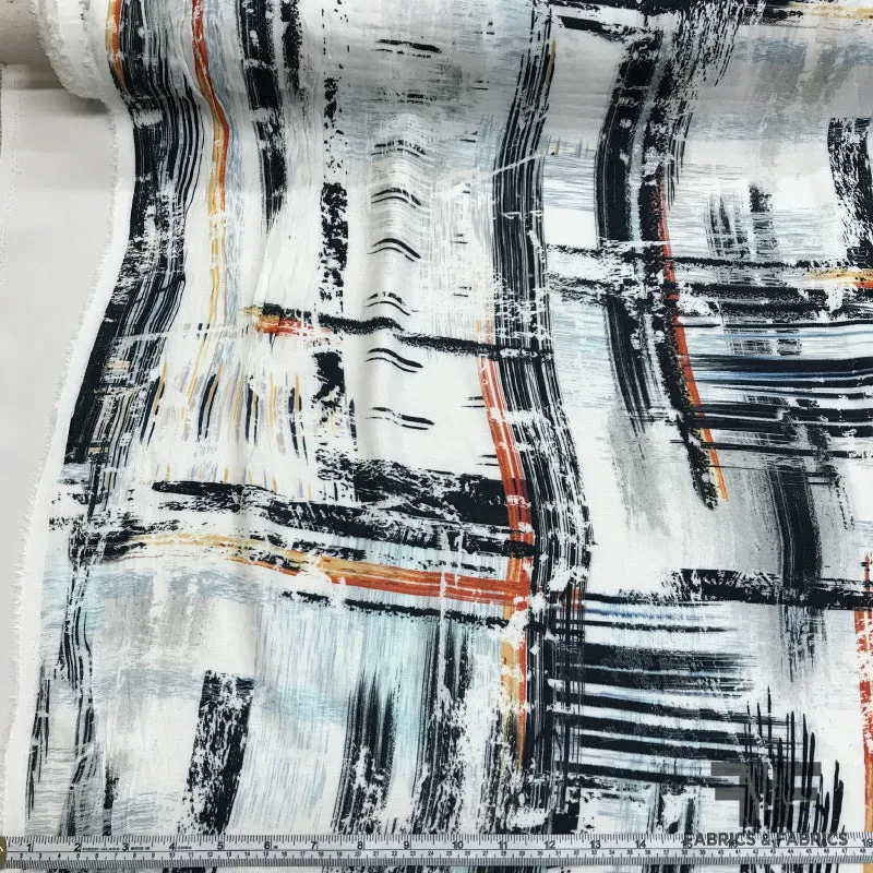 Abstract Painterly Printed Lightweight Rayon Crepe - Multicolor