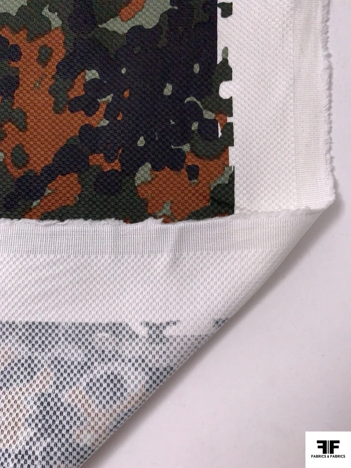 Abstract Spotted Printed Stretch Cotton Pique - Greens / Brown / Black