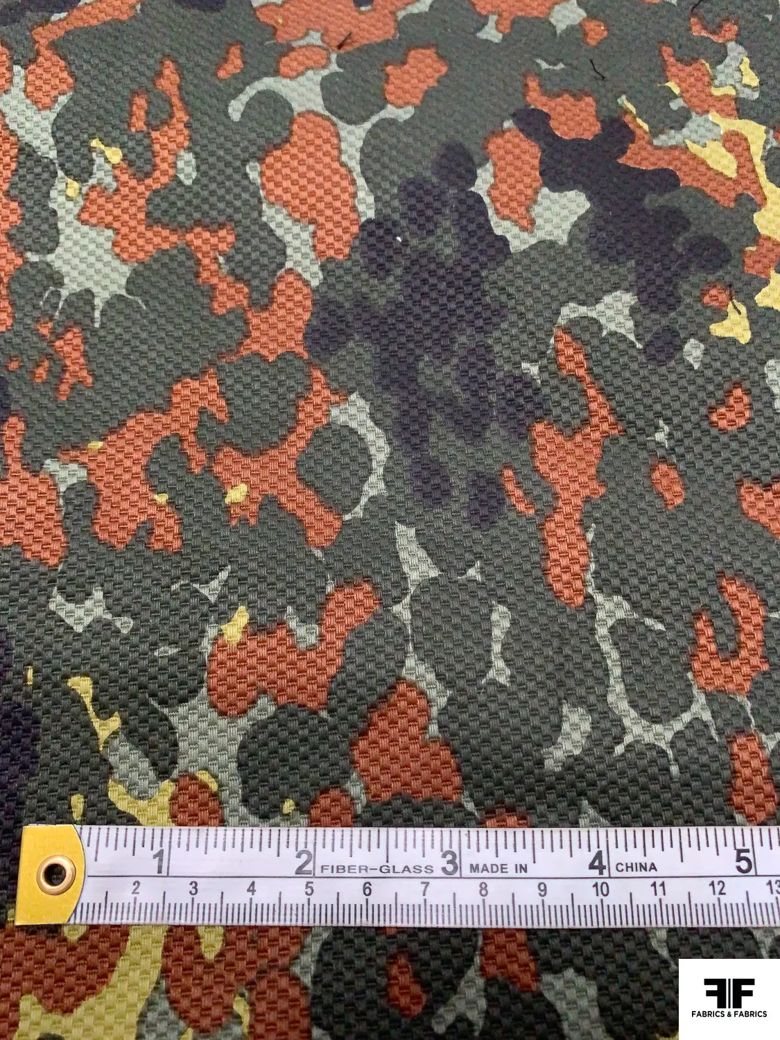 Abstract Spotted Printed Stretch Cotton Pique - Greens / Brown / Black