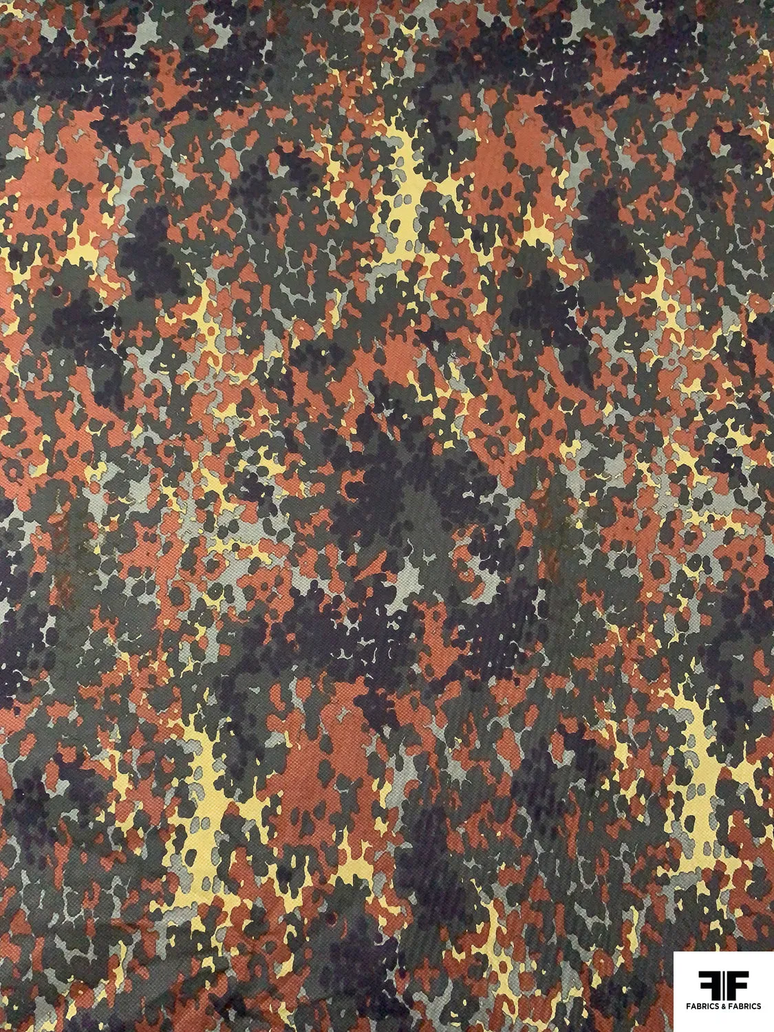 Abstract Spotted Printed Stretch Cotton Pique - Greens / Brown / Black