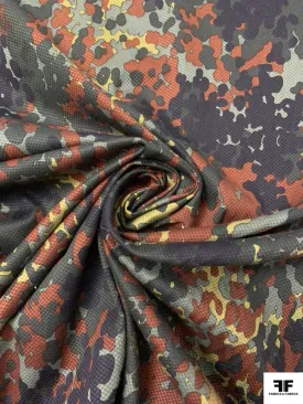 Abstract Spotted Printed Stretch Cotton Pique - Greens / Brown / Black