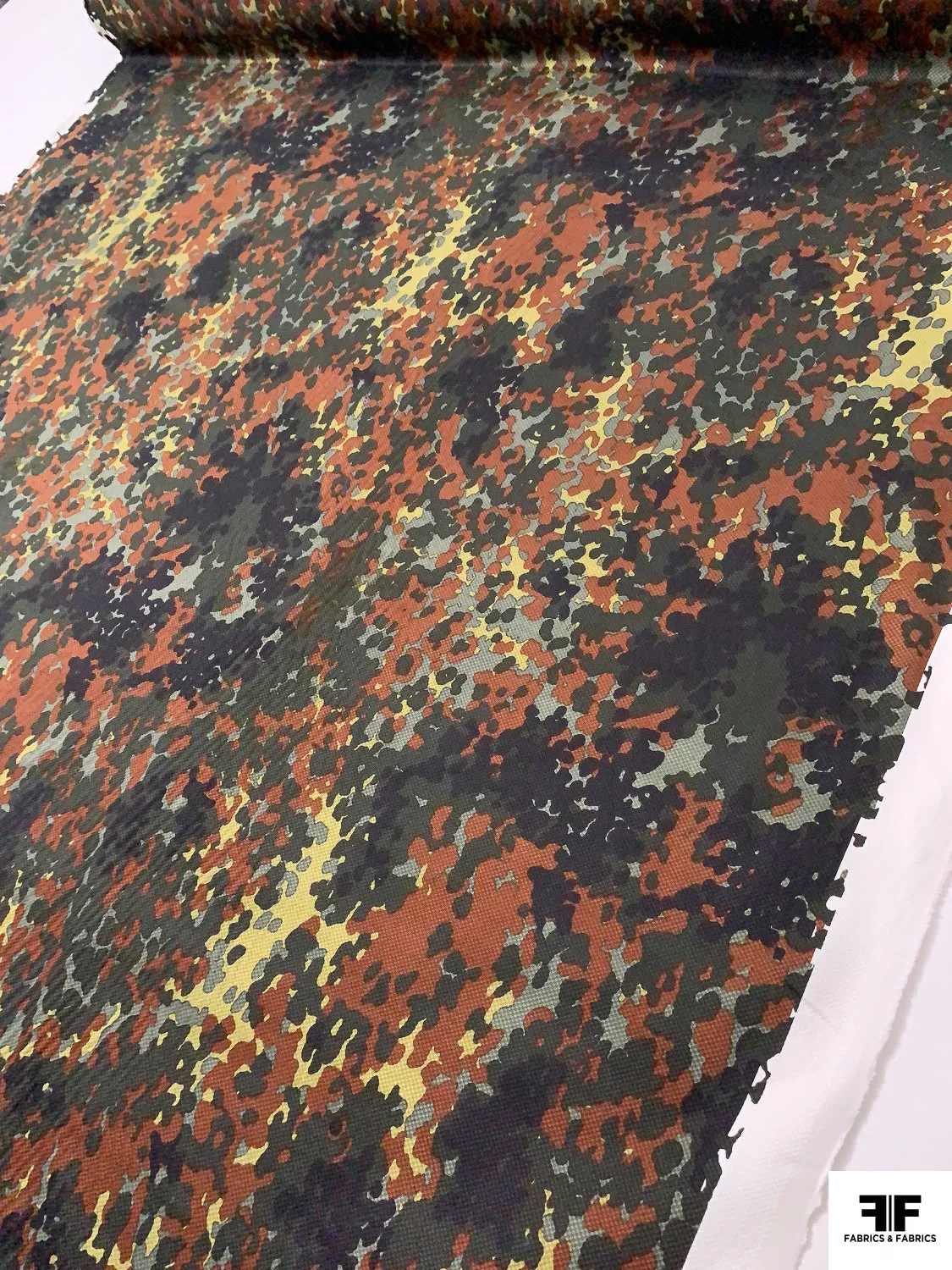 Abstract Spotted Printed Stretch Cotton Pique - Greens / Brown / Black