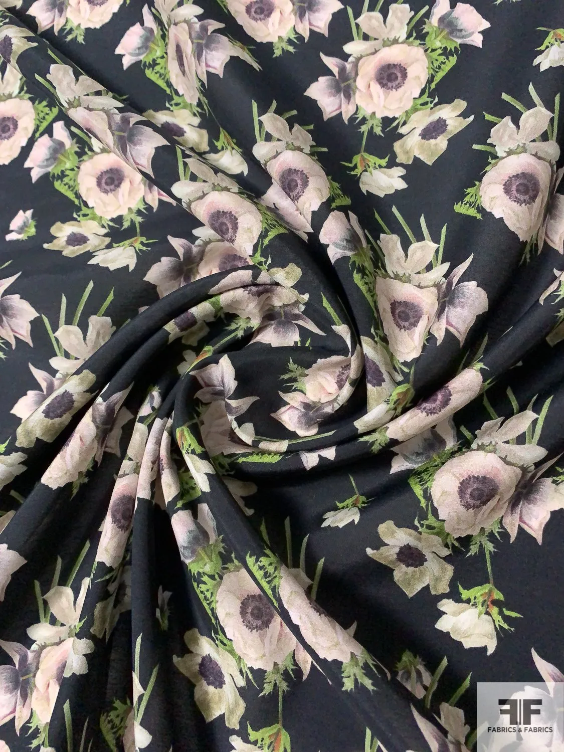 Adam Lippes Signature Floral Printed Silk and Cotton Lawn - Black / Green / Earth