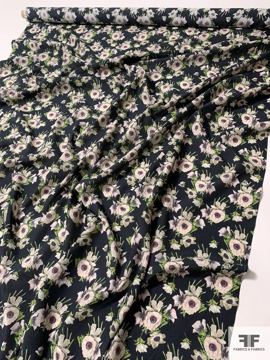 Adam Lippes Signature Floral Printed Silk and Cotton Lawn - Black / Green / Earth