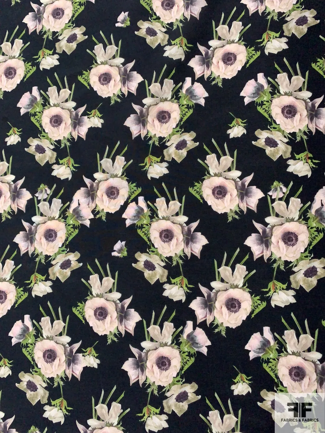 Adam Lippes Signature Floral Printed Silk and Cotton Lawn - Black / Green / Earth