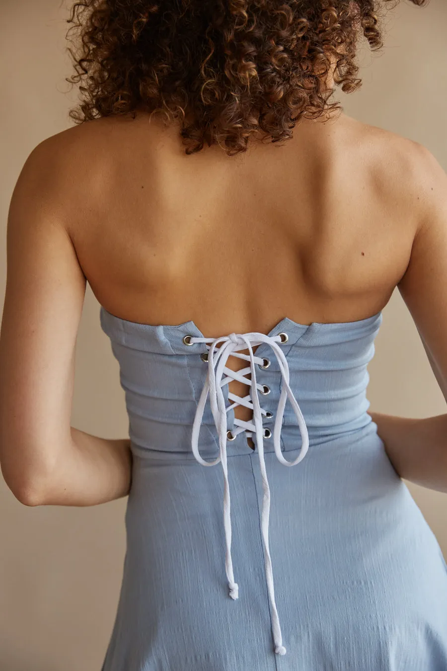 Agnes Strapless Lace Up Mini Dress
