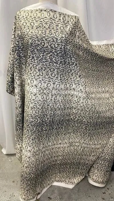 Animal Print Stretch Cotton Twill- Off White/Black/ Green