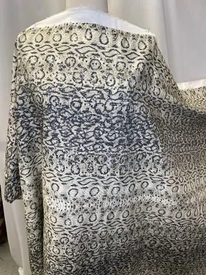 Animal Print Stretch Cotton Twill- Off White/Black/ Green
