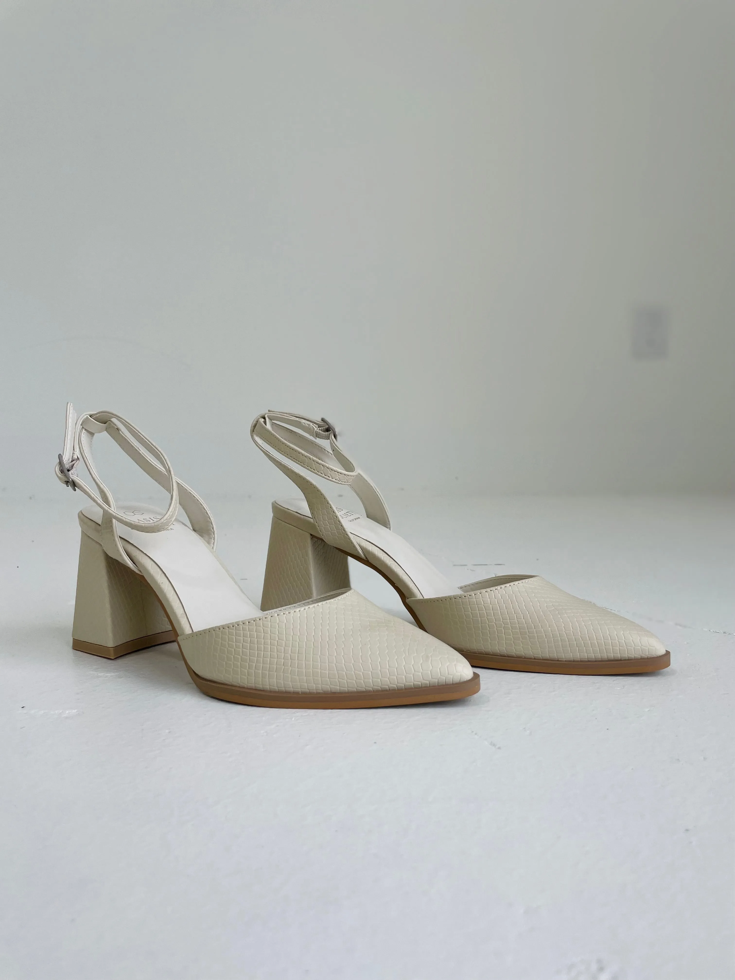 Anne Ankle Strap Heel - White