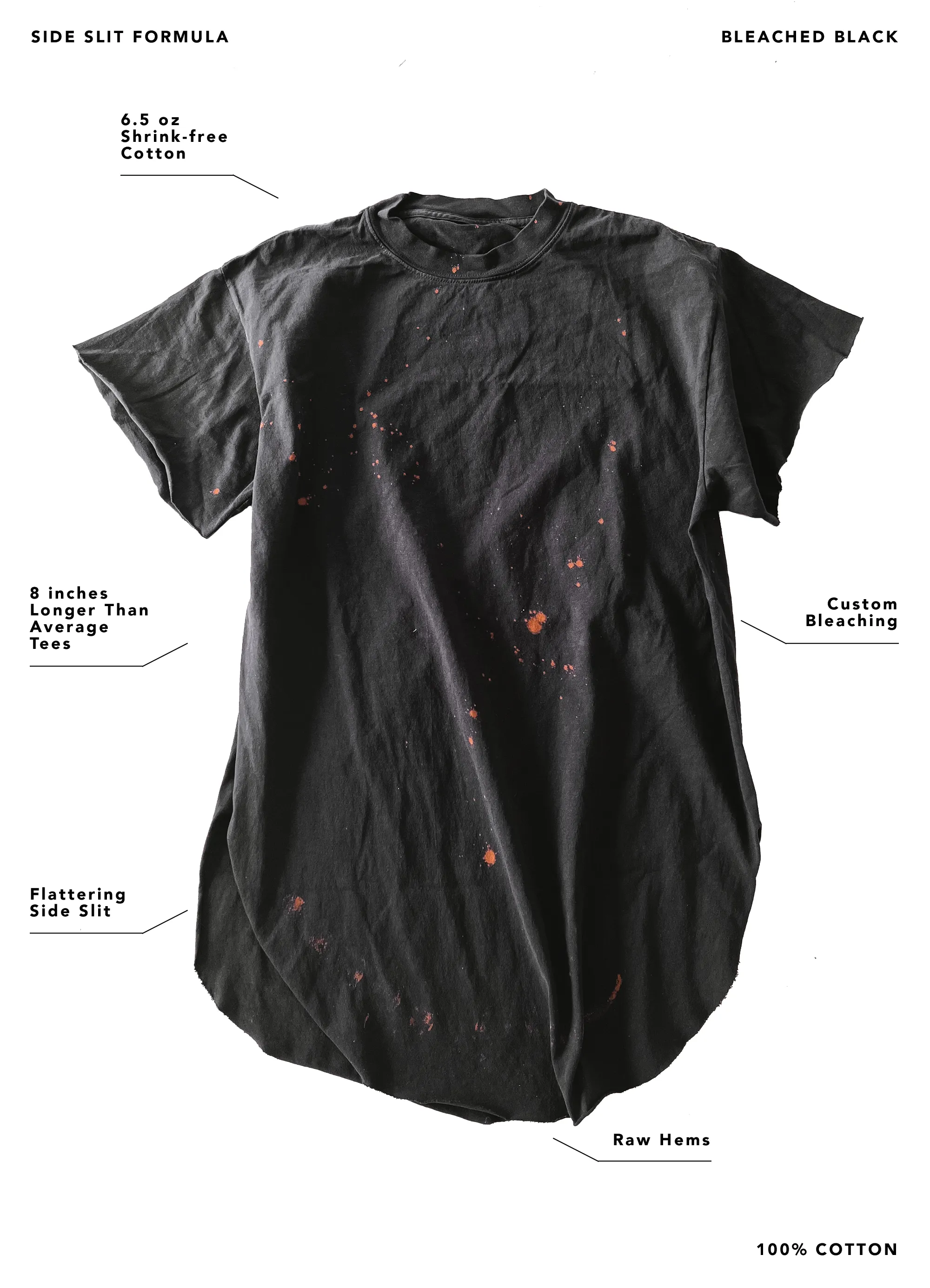 ANTISOCIAL OVERTHINKERS CLUB BLEACHED OUT SIDE SLIT TEE