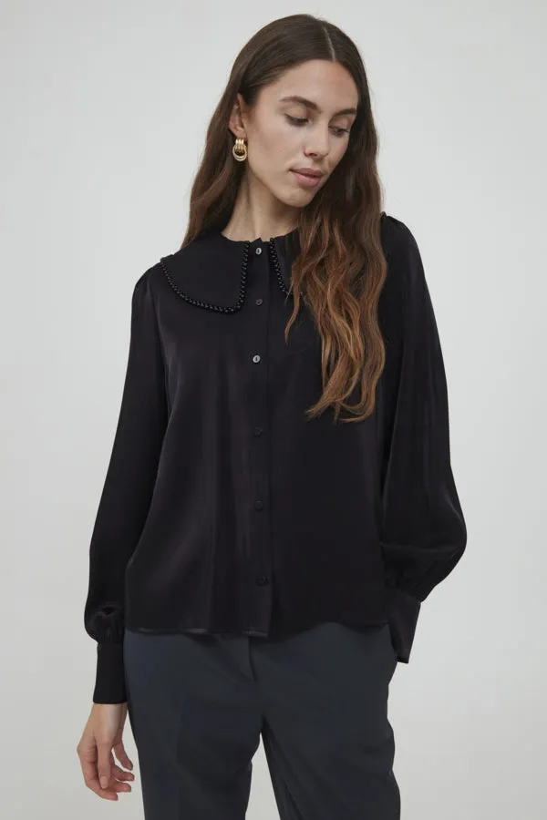 Aria Collared Blouse (Black)