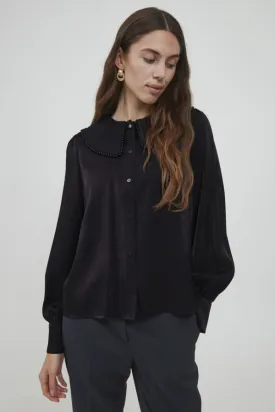 Aria Collared Blouse (Black)