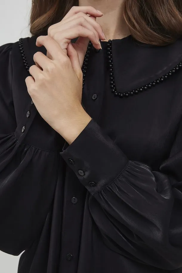 Aria Collared Blouse (Black)