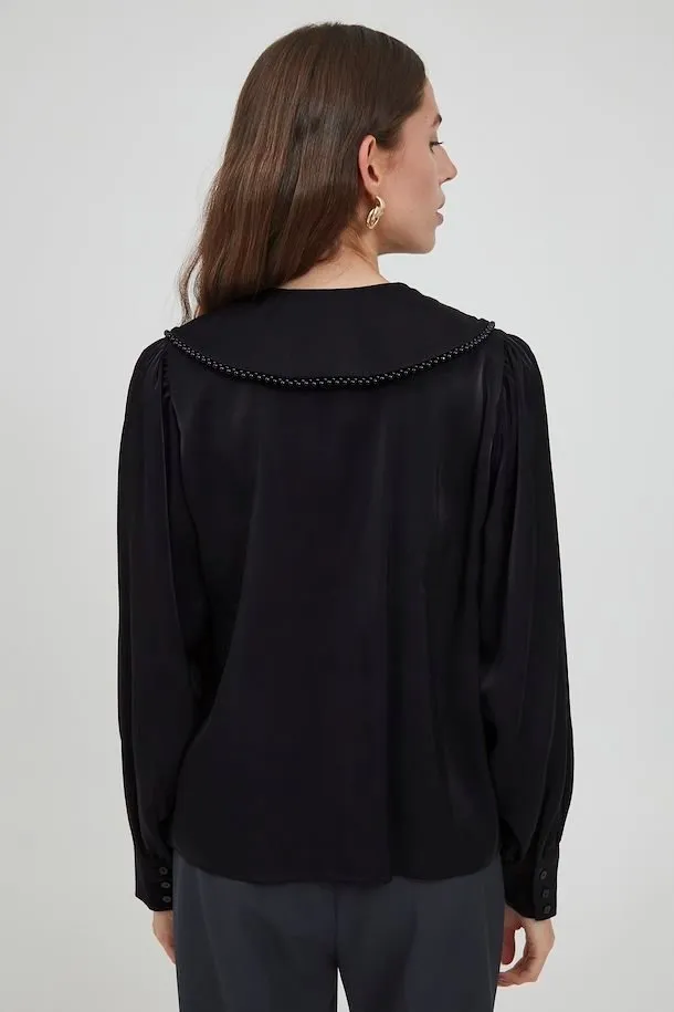 Aria Collared Blouse (Black)