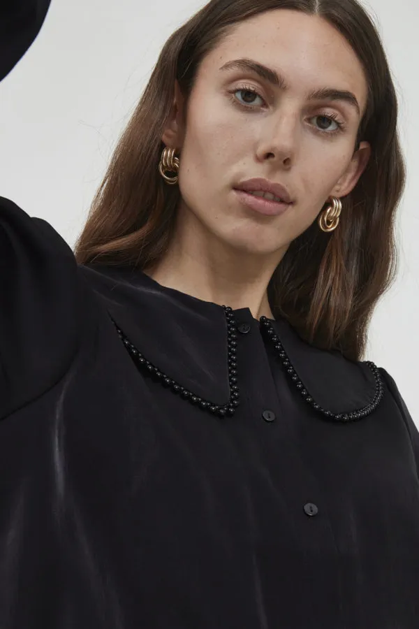 Aria Collared Blouse (Black)