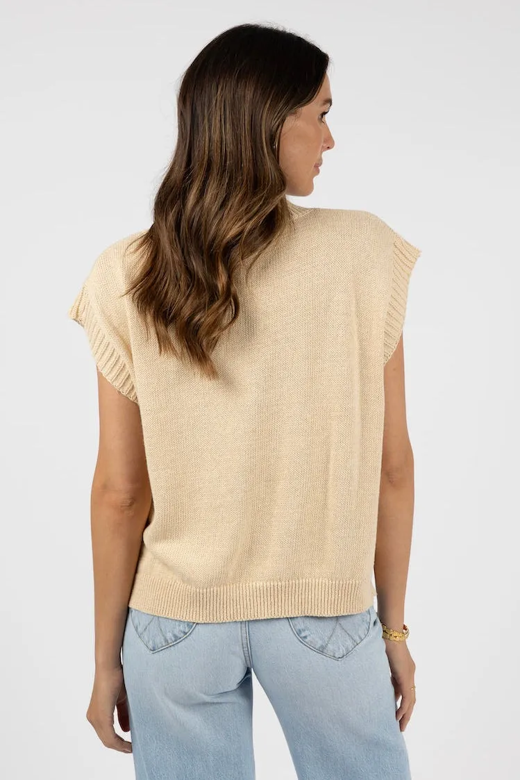Aster Latte Linen Blend Top