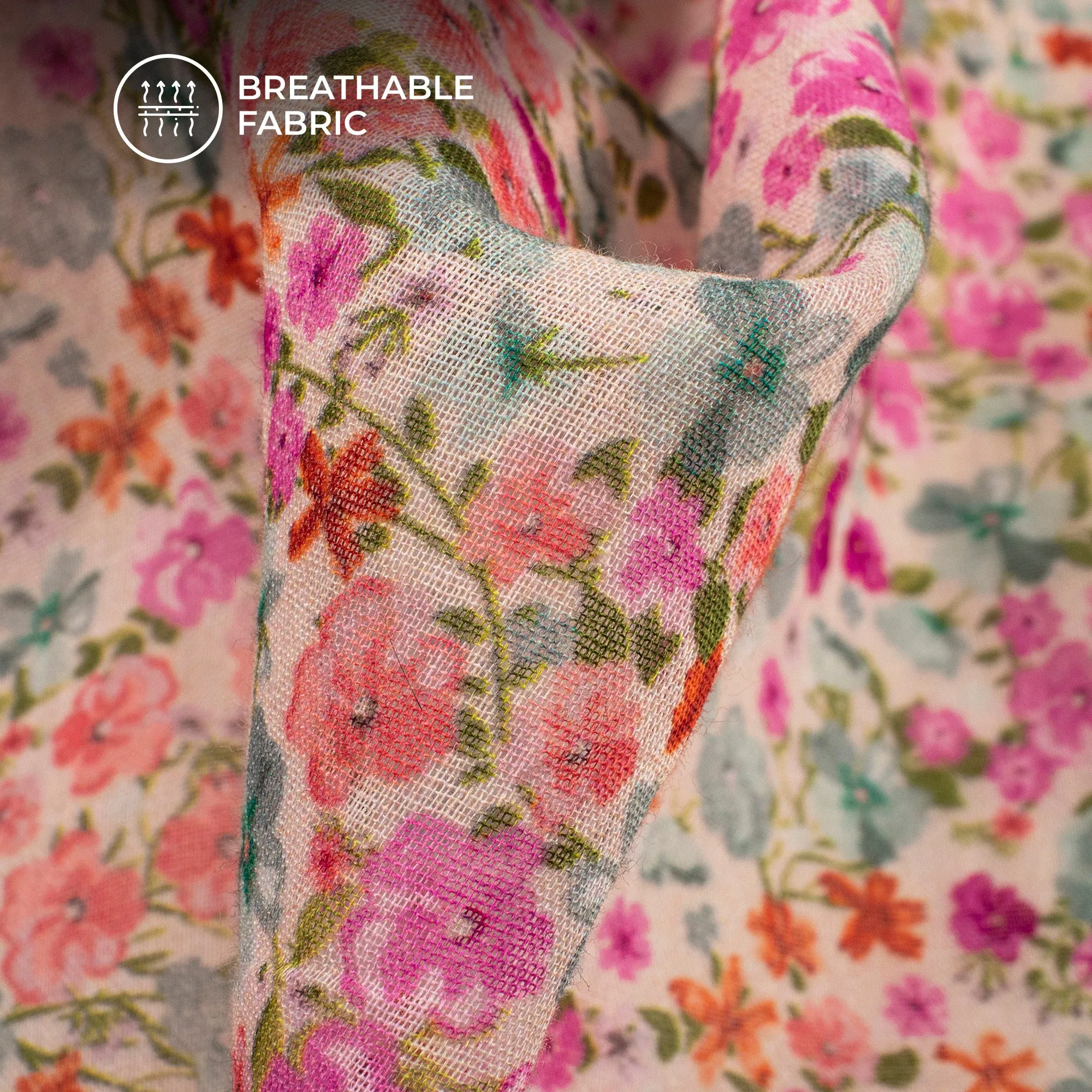 Attractive Floral Digital Print Pure Cotton Mulmul Fabric