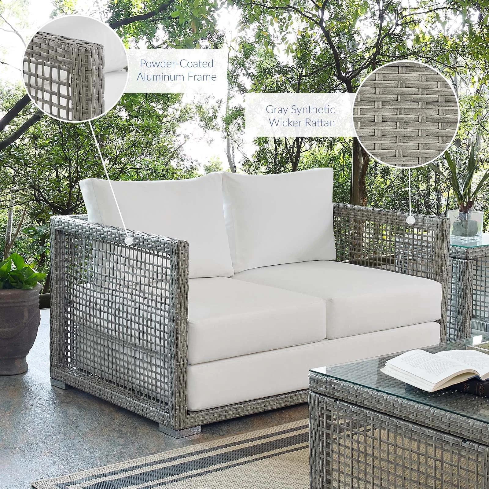 Aura Outdoor Patio Wicker Rattan Loveseat by Modway
