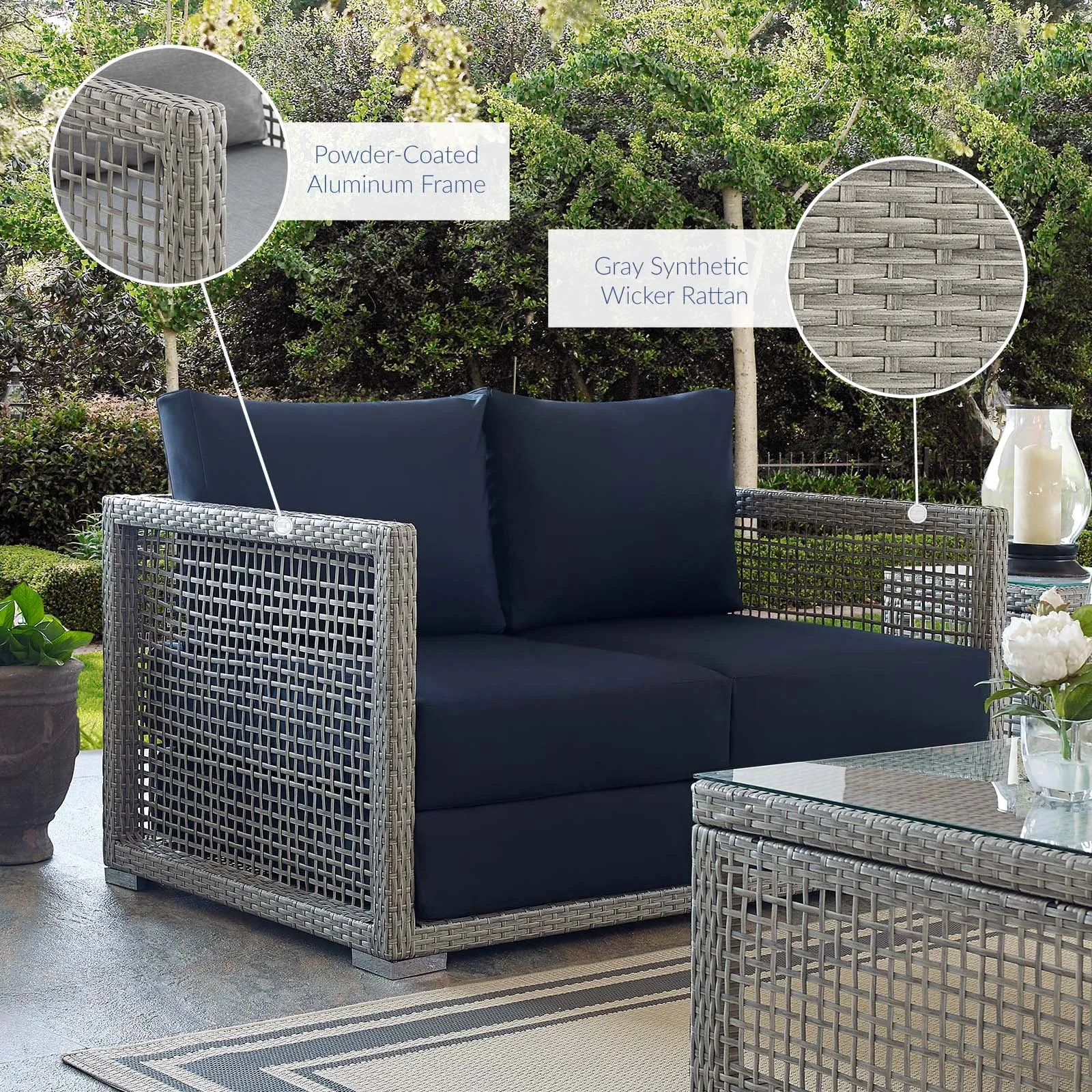 Aura Outdoor Patio Wicker Rattan Loveseat by Modway