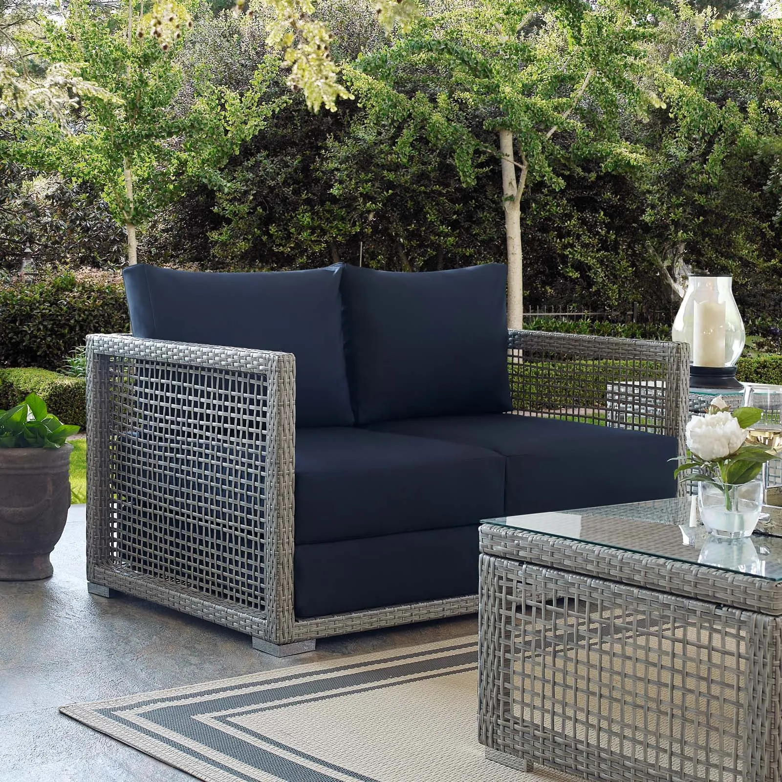 Aura Outdoor Patio Wicker Rattan Loveseat by Modway