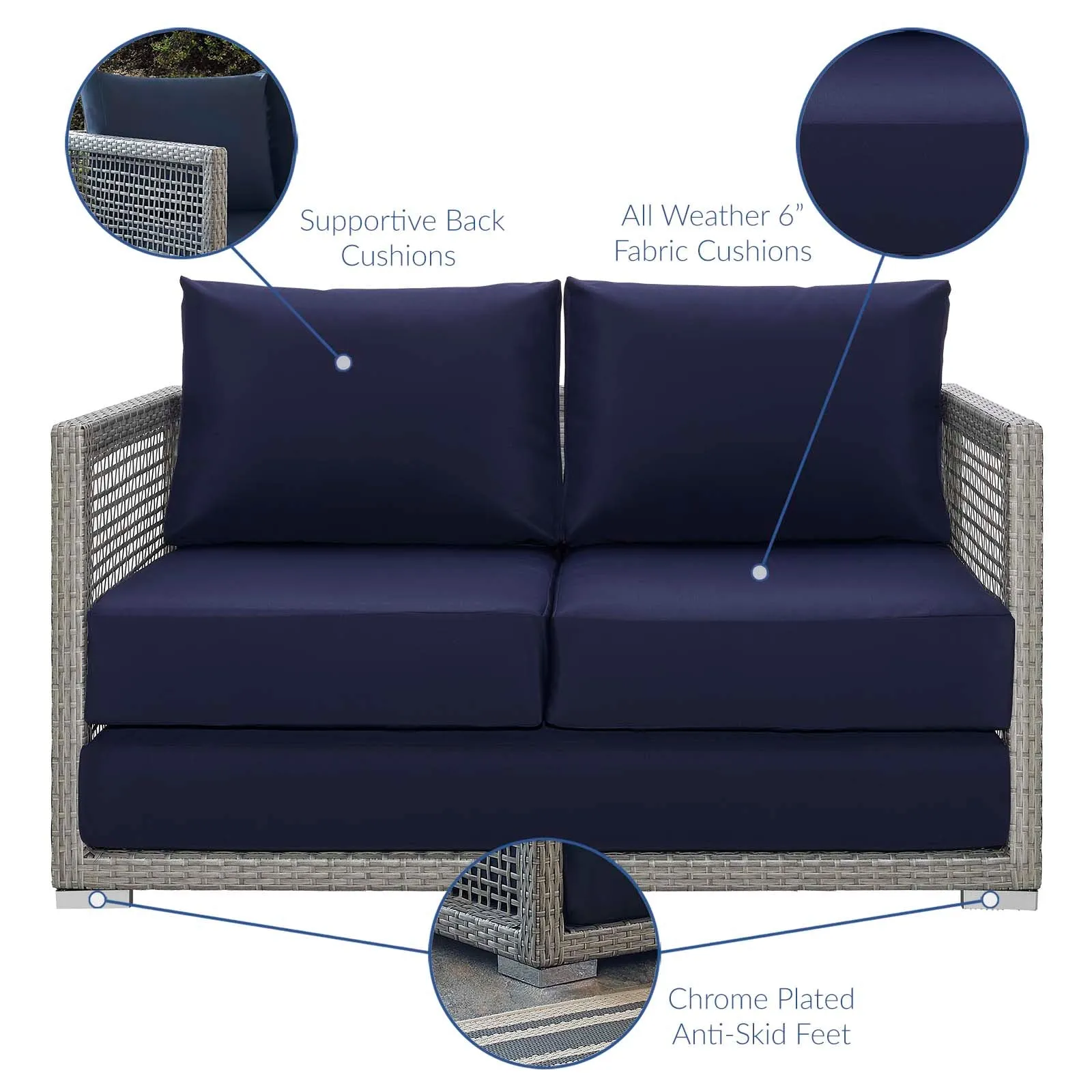 Aura Outdoor Patio Wicker Rattan Loveseat by Modway