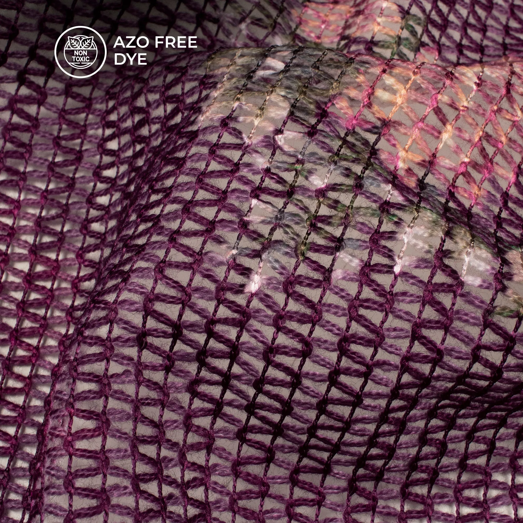 Azo Free Printed Tunisian Poly Crochet Net Fabric