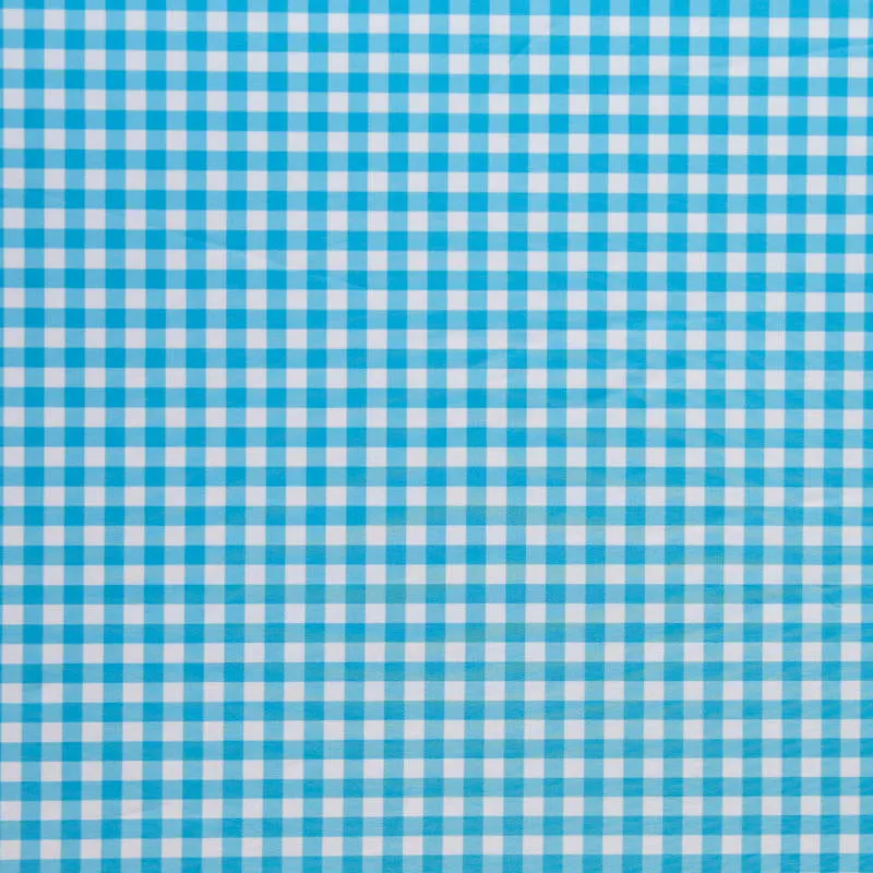 Azure Blue Gingham Poly Spandex Swimsuit Fabric