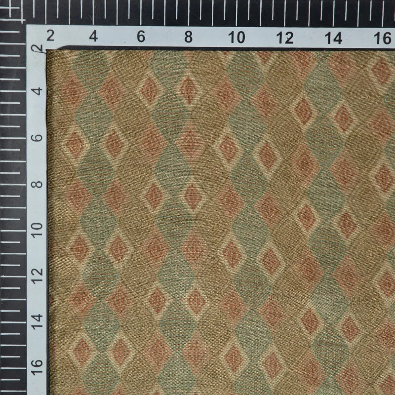 Beige Geometric Pattern Digital Print Viscose Muslin Fabric