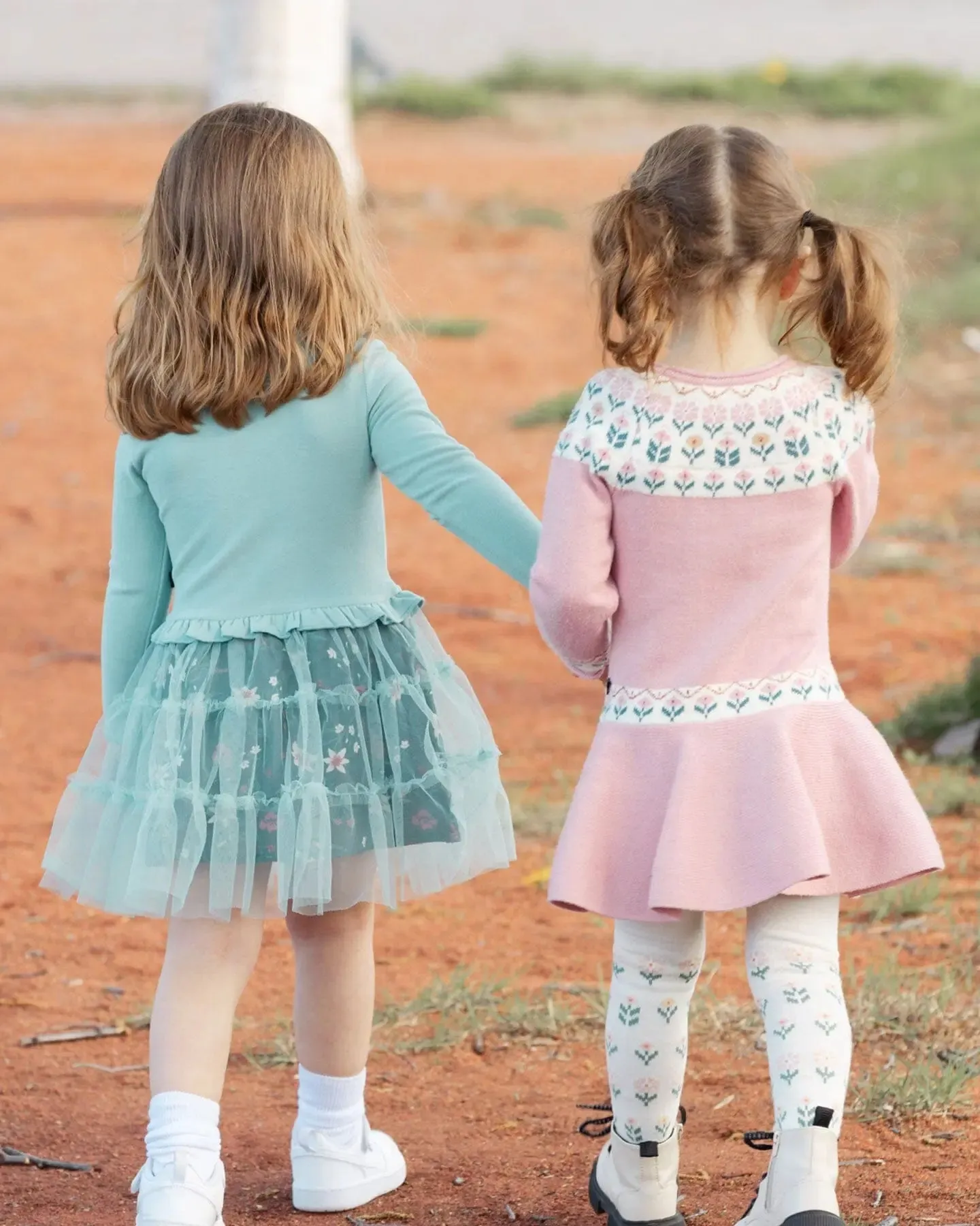Bi-Material Dress With Mesh Skirt Teal Printed Flowers